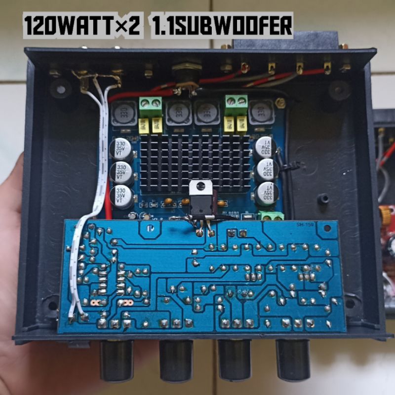 amplifier mini stereo 120watt ×2 subwoofer Ic original 12-24 volt dc