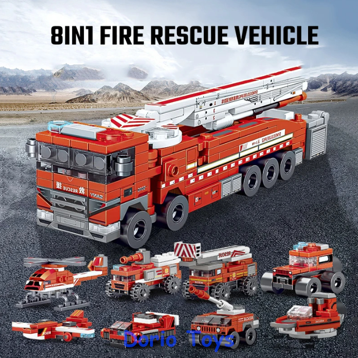Brick Pemadam Kebakaran - Rescue Fire Truck Firefighting  Building Blocks 1 Set