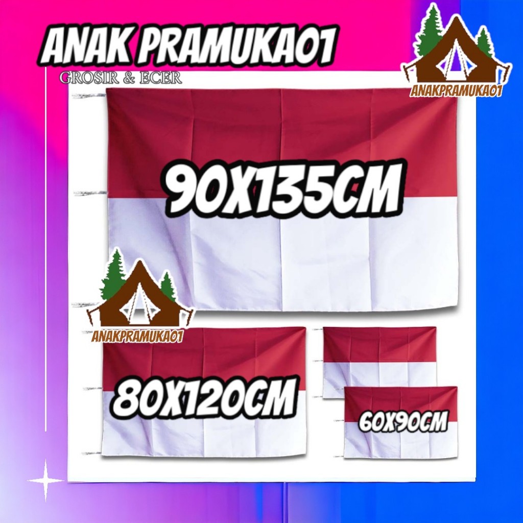 Bendera merah putih bahan kain satin peles