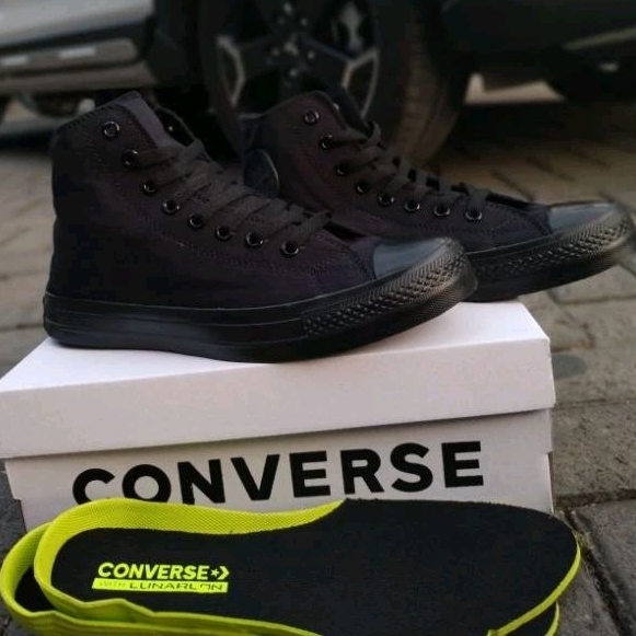 Sepatu Pria Wanita Sneaker Canvas Grade Original 100% Converse All Star HIgh Brown Coklat Motif Kere