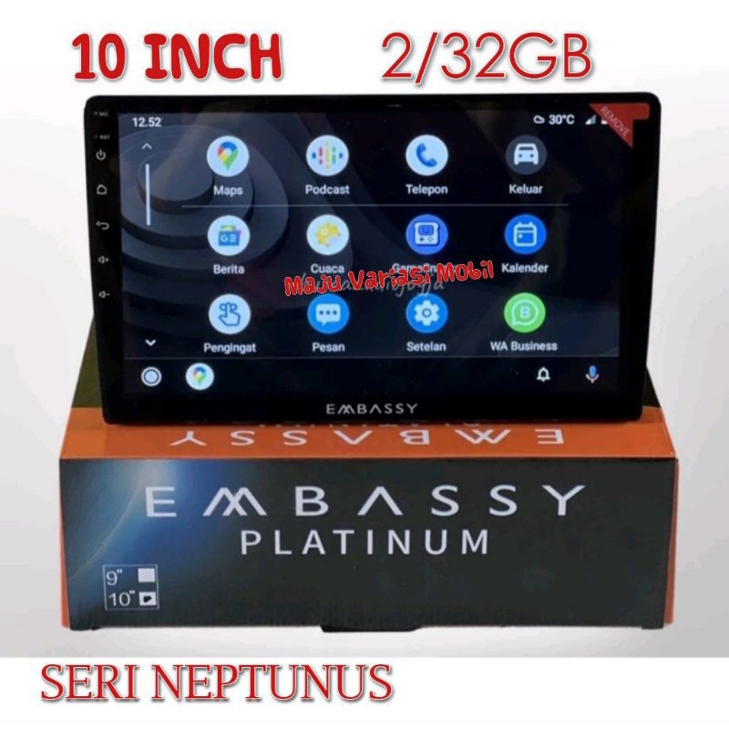 Headunit Android 10 inch Embassy Memory 2/32 Carplay