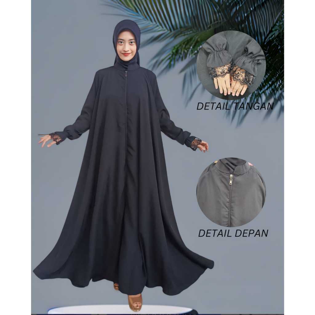 GAMIS SYAR'I JETBLACK POLOS  BAHAN WOLFIS PREMIUM