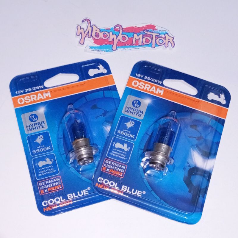 BOHLAM LAMPU DOP HALOGEN HELOGIN BIRU MOTOR HONDA GRAND 12V.25 / OSRAM H6