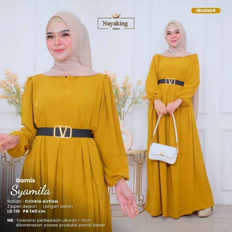 Syamila Gamis Dress Crinkle Polos