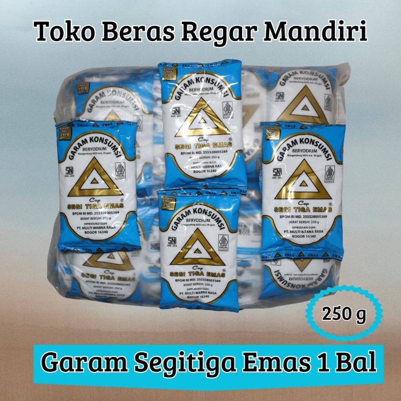 

Garam Segitiga Emas 1 Bal / Pak/ Pack 250 gr x 40 pcs