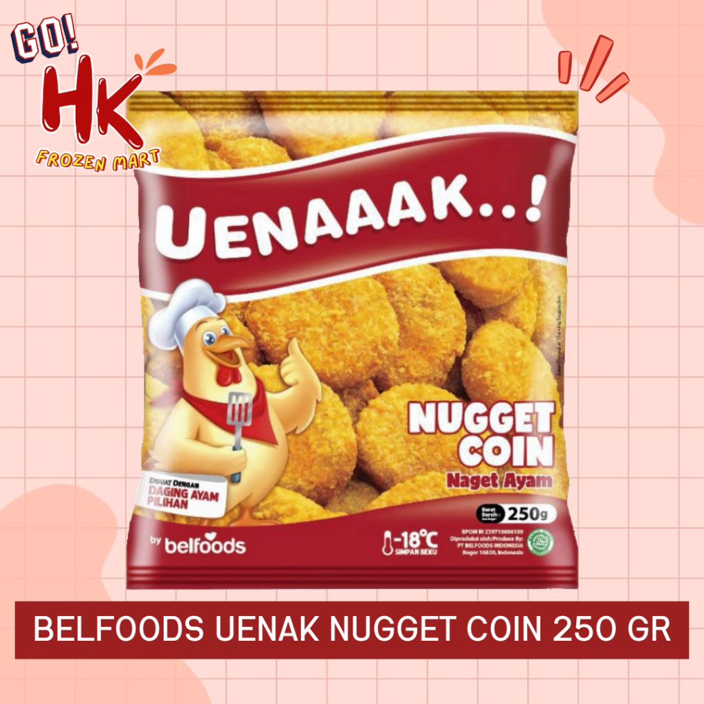 

Belfoods Uenak Nugget Coin 250gr | Chicken naget ayam uenaaak ekonomis HK Frozen Mart