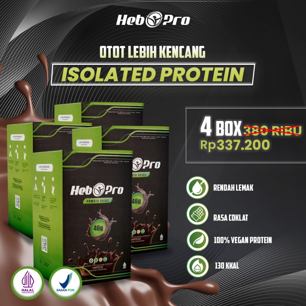 Hebopro Protein Powder Drink | Suplemen Susu Protein | Whey Isolate | 4 Week