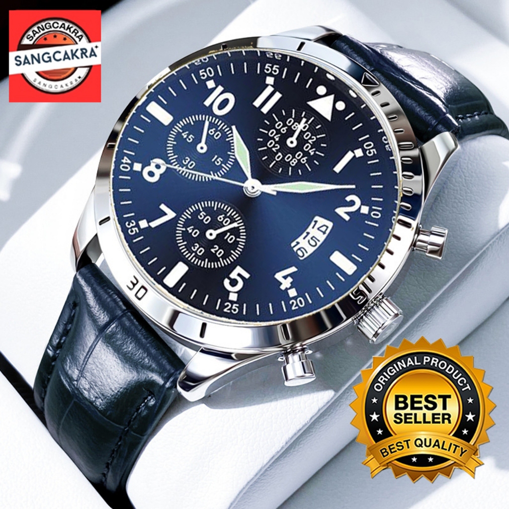SANGCAKRA COD✅ Jam Tangan Pria Import Model Terbaru 2024 Elegan Fashion Modul Kaca Kristsl Safir Ker