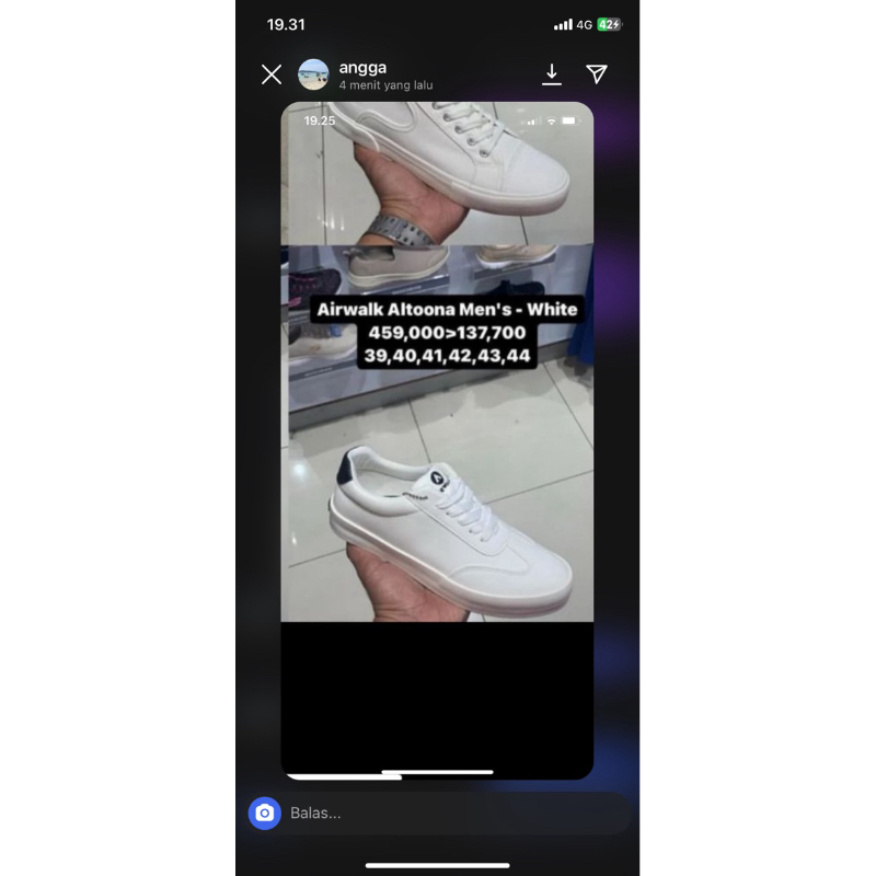 airwalk men size 42 warna putih