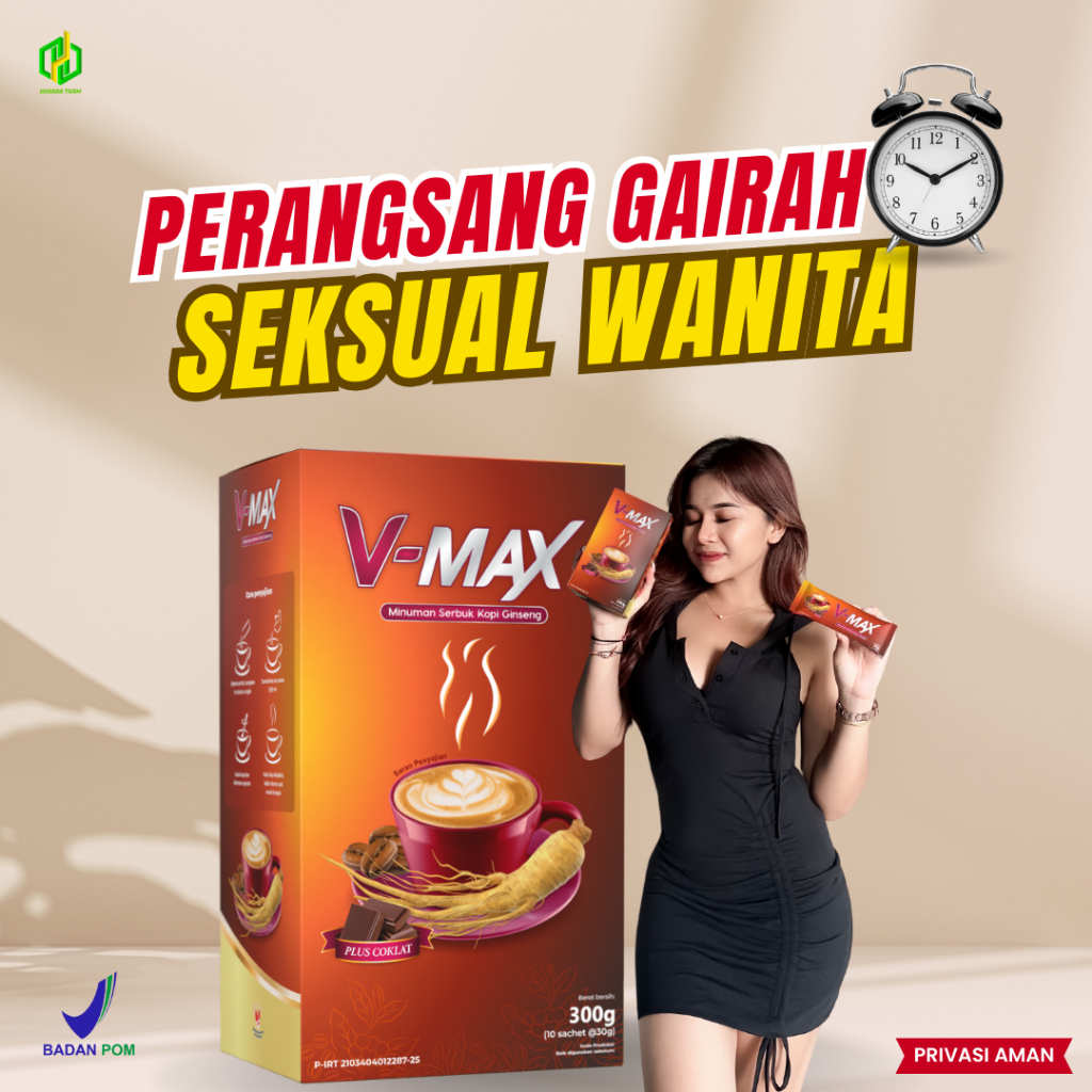 

V-MAX Kopi Ginseng Rasa Cokelat Penambah Stamina & Gairah Wanita Original BPOM & Halal