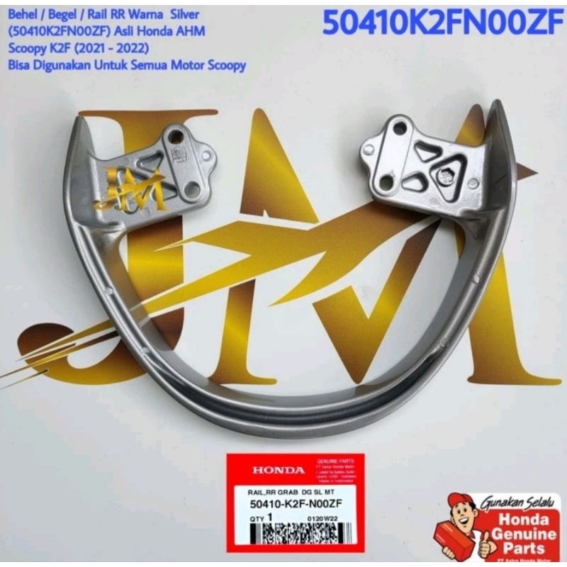 50410K2FN00ZF begel behel rail rr grab scoopy silver 2021 asli ori honda