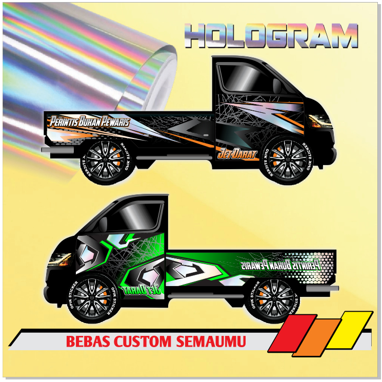 CUSTOM STICKER HOLOGRAM MOBIL PICK UP GRAN MAX , CARRY , L300 / STIKER truk hino /decal pik up