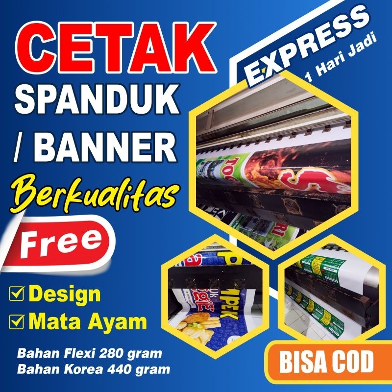 cetak spanduk | free design | 1 hari jadi | bisa COD | spanduk | banner | baliho | spanduk warung | 