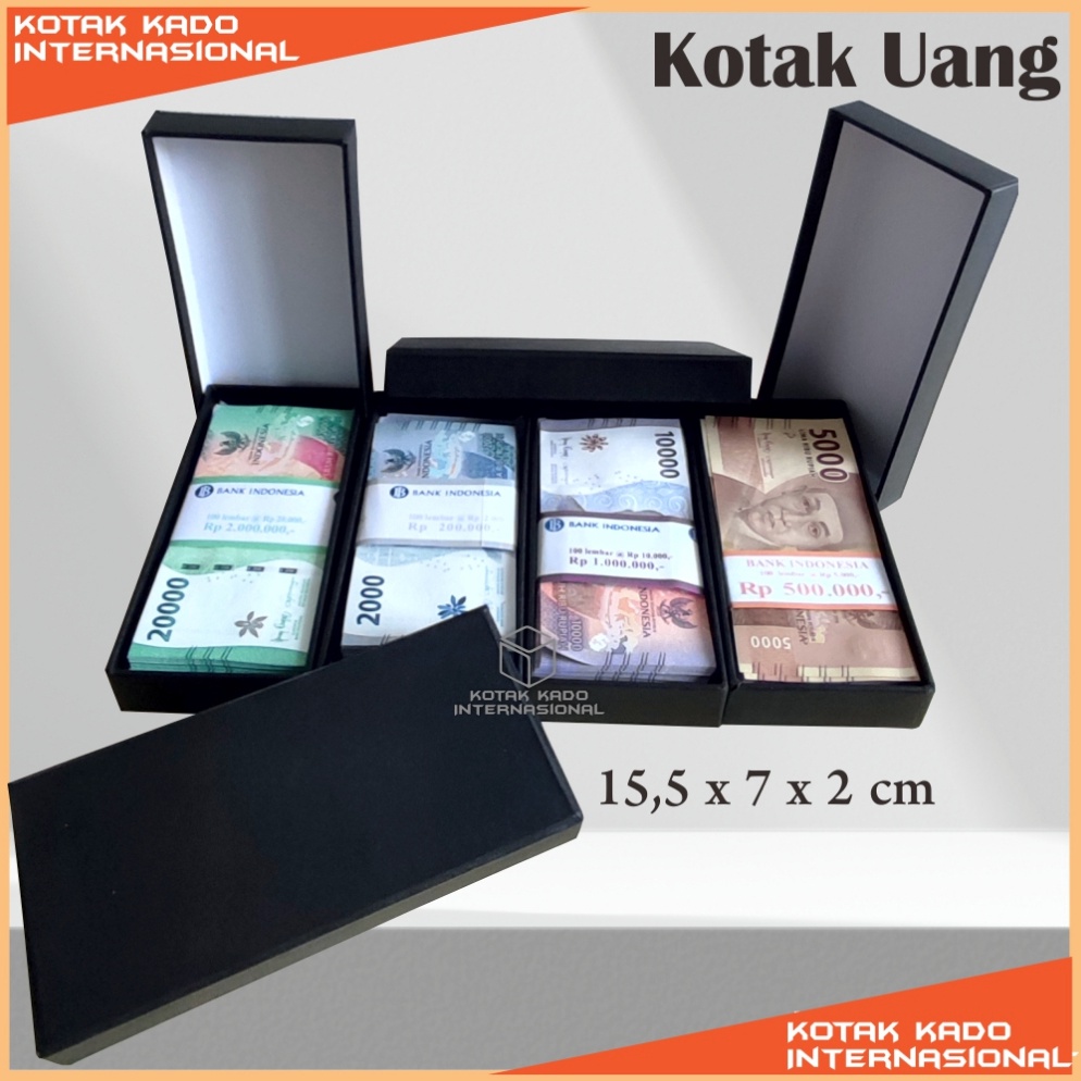 Memang Keren Kotak uang kertas 1 gepok duit tunai BANK Gifts ukuran 1 lbr muat 2 ikat Warna hitam