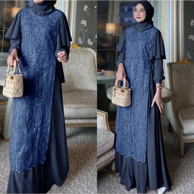 HS - Baju Pesta wanita muslim Muslimah 2024 / Gamis Pesta bajumuslim Syari Nikita Dusty Bahan Full C
