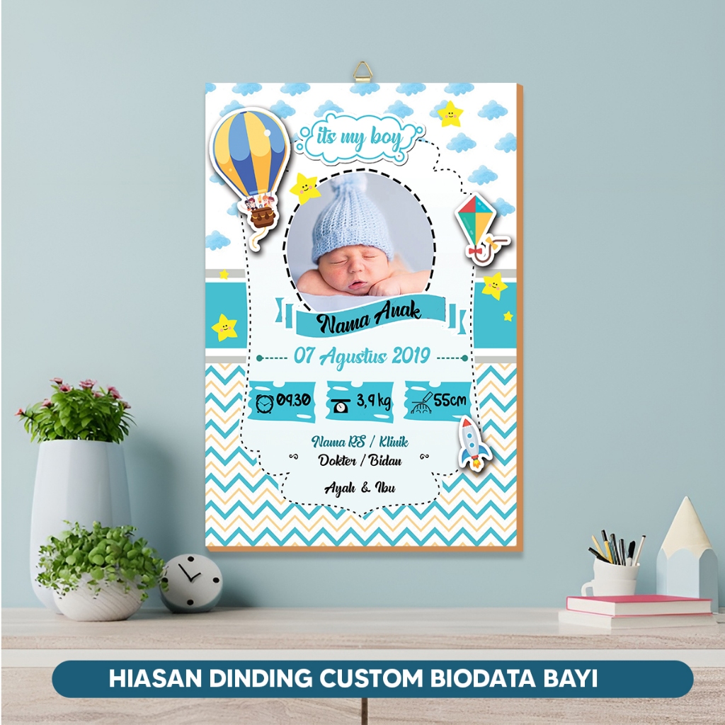 Biodata Bayi Custom Lucu Hiasan Dinding Custom Biodata Bayi Anak Baru Lahir Kado Lahiran Murah
