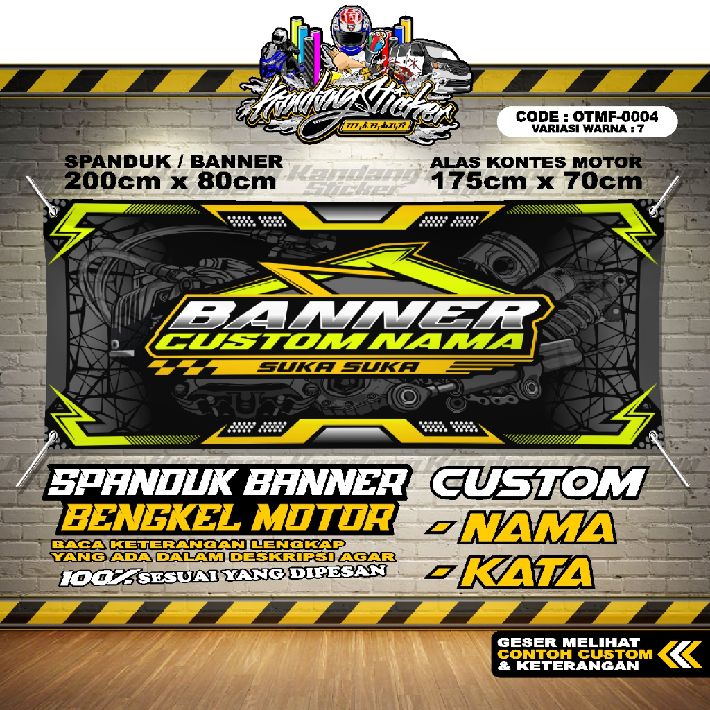 BANNER KONTES SPANDUK BENGKEL MOTOR OTMF-0004-VW7 ALAS KONTES BANNER RACING KOMUNITAS MOTOR RACING S