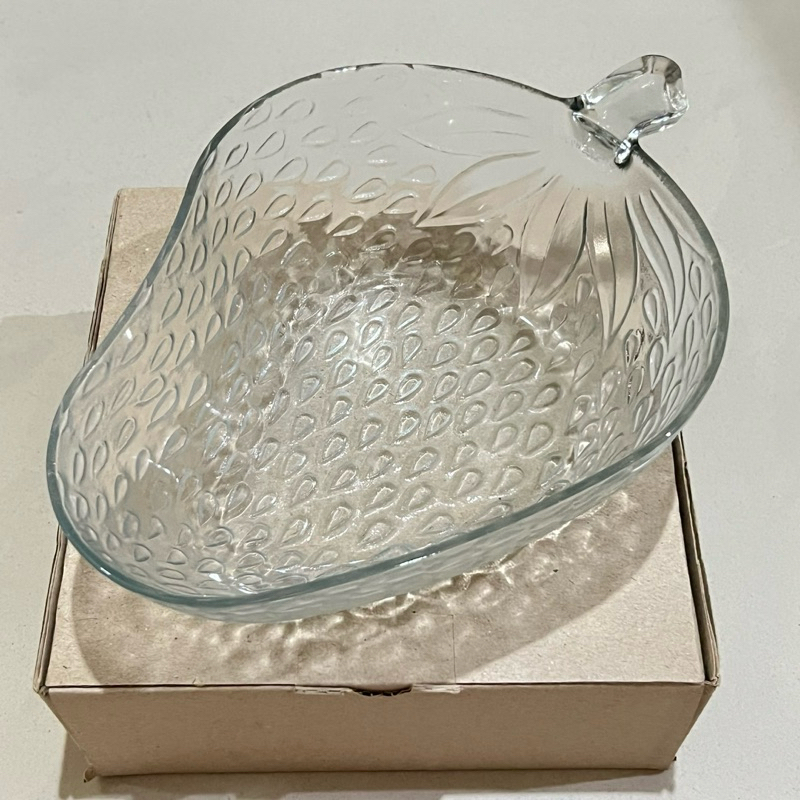 mangkok kaca besar motif strawberry stw9 salad bowl