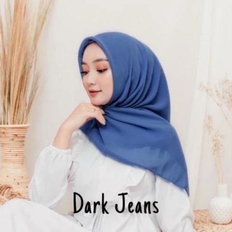 ( diolyn.id ) Hijab bella square warna DARK JEANS biru denim | Jilbab segiempat segi empat paris pre