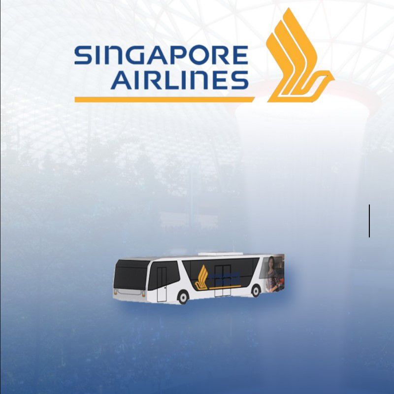Miniatur/diecast bus bandara Singapore Airlines skala 1:400 & 1:200