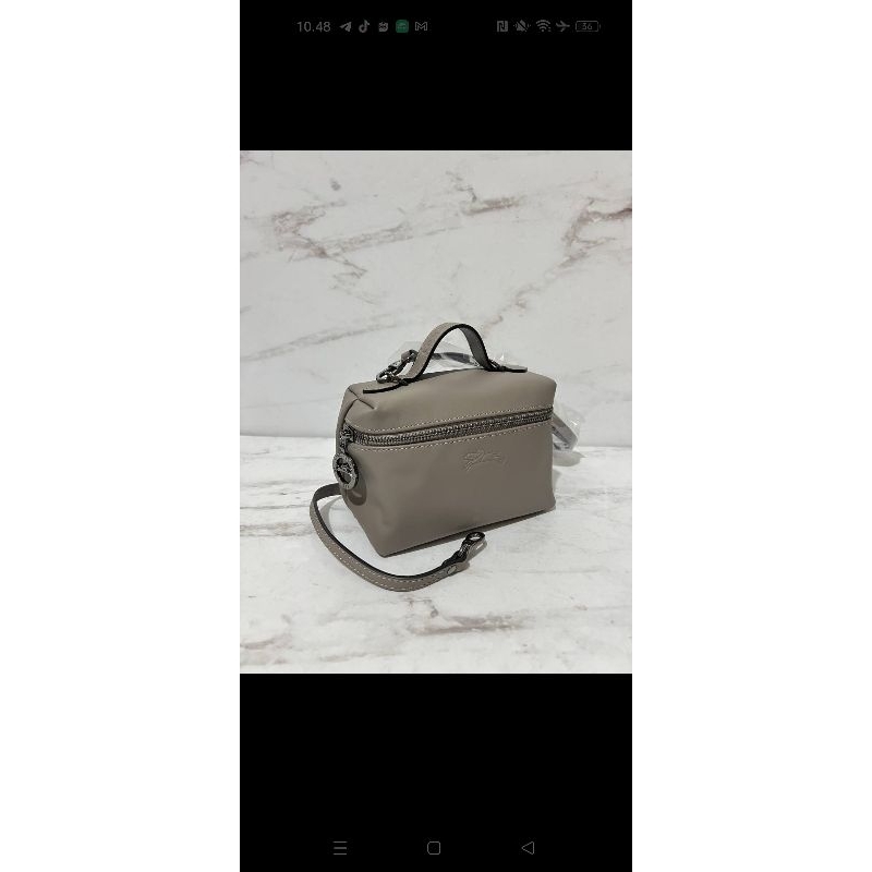 LC Cuir Xtra Vanity Top Handle Crossbody Leather Turtledove