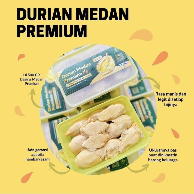 durian kupas medan premium frozen / buah duren medan frosen