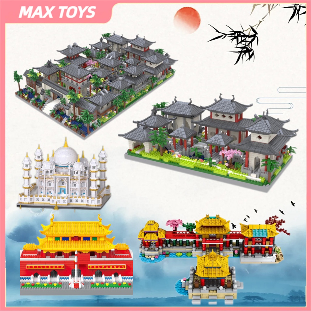 Max Toys Building Block Chinese Architecture Balok Taman Cina Mikro Partikel Balok