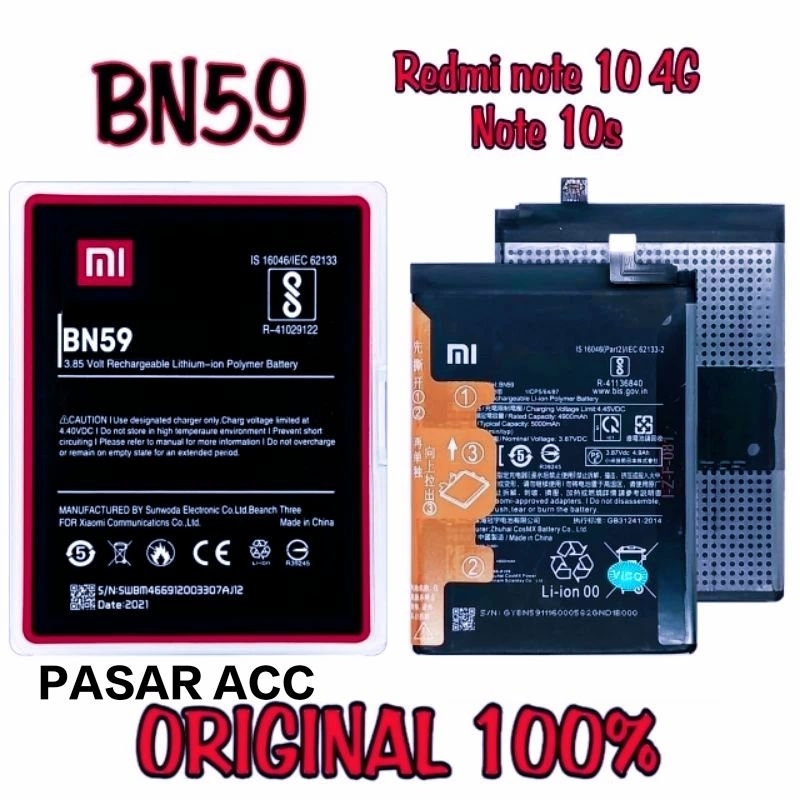 Baterai BN59 Redmi Note 10 4G - Redmi Note 10S