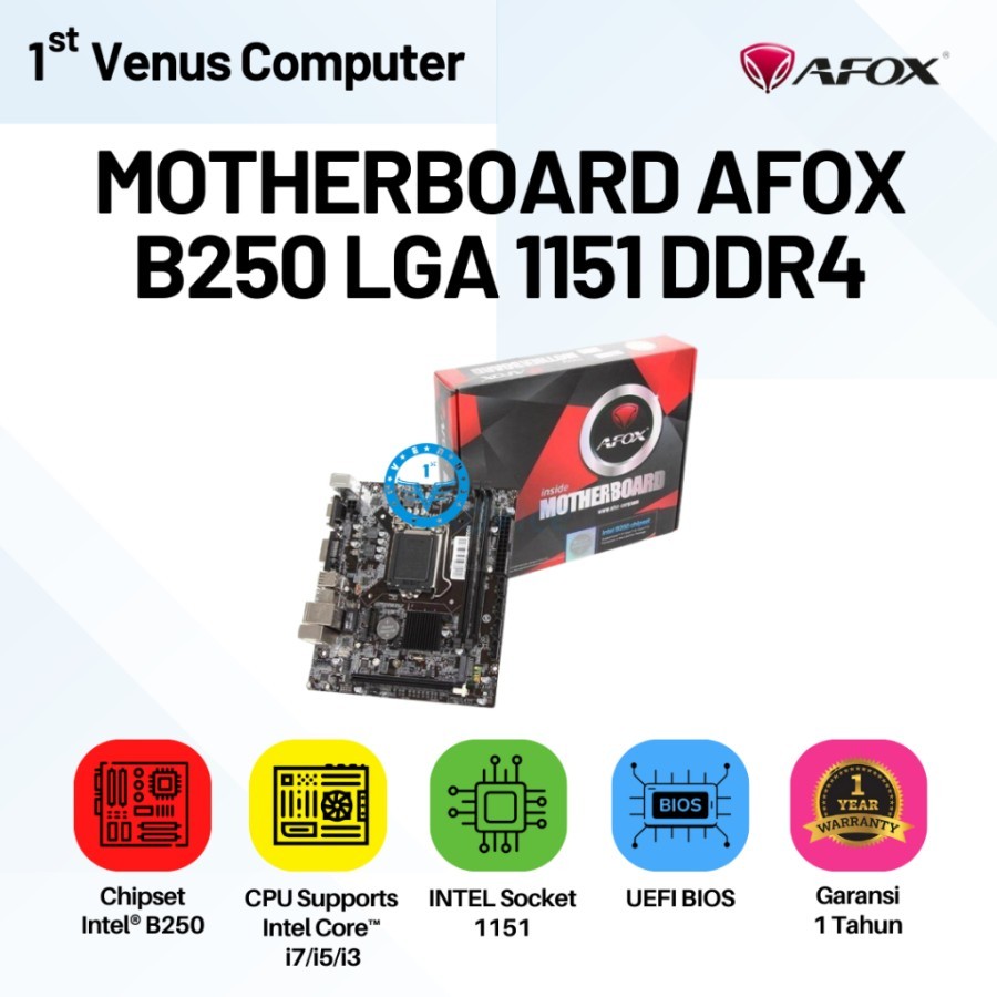 Motherboard Afox B250 LGA 1151 DDR4 / AFOX Motherboard B250 MA4+NVME LGA1151 / MB-AFX04