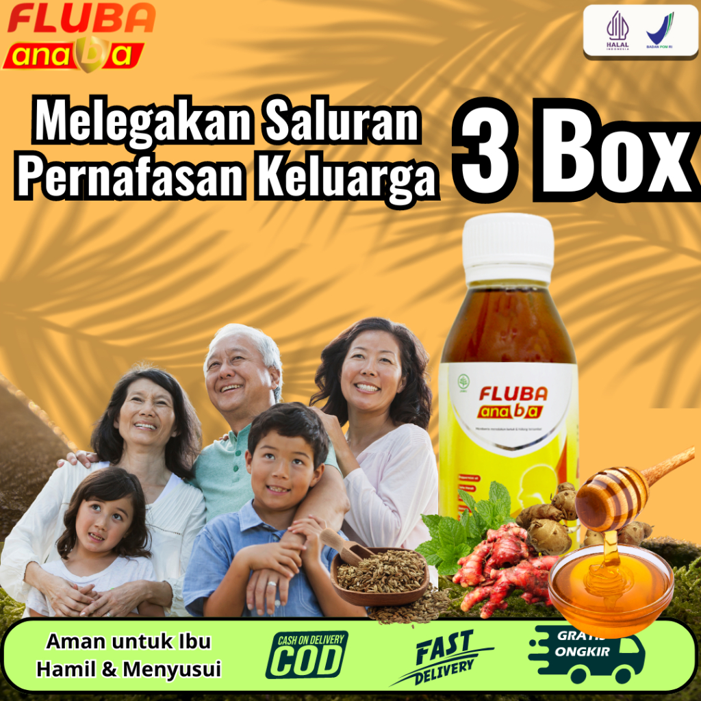 FLUBA ANABA 3 BOTOL - Meredakan Flu Batuk Anak Original Madu Herbal Obat Flu Batuk Anak Obat Flu Ana