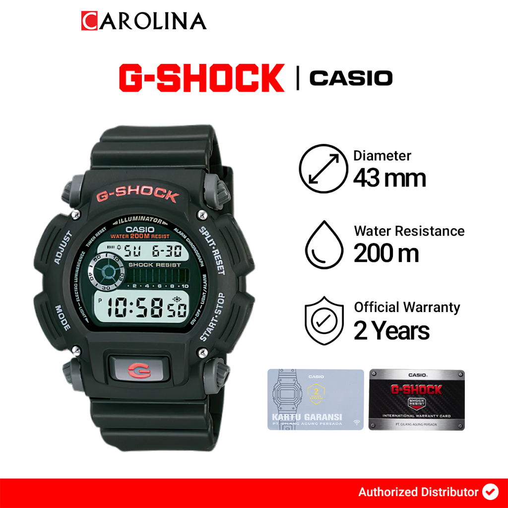 Jam Tangan Pria Casio G-Shock DW-9052-1V Digital Dial Black Resin Band