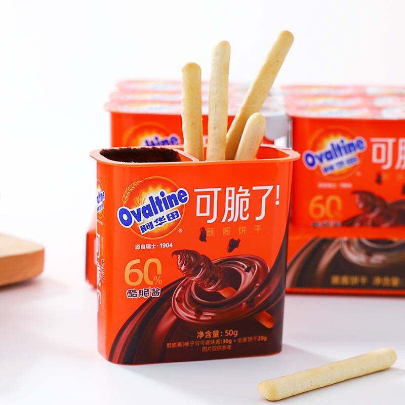 

Coklat Snack Import OVALTINE DIP & GO CHOCO BISKUIT CELUP RASA COKLAT HAZELNUT 50gr
