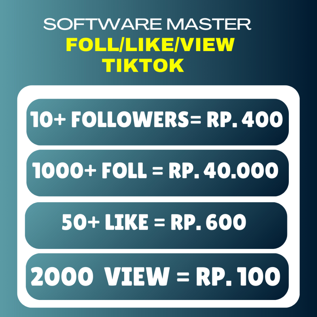 FOLLOWERS TIKTOK/VIEW TIKTOK/LIKE TIKTOK BERGARANSI PERMANEN