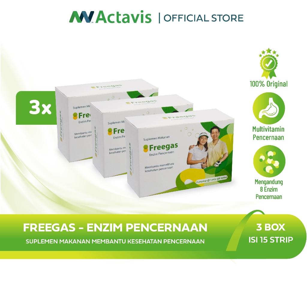 FREEGAS Enzim Pencernaan Suplemen Makanan Membantu Kesehatan Pencernaan - 3 Pack