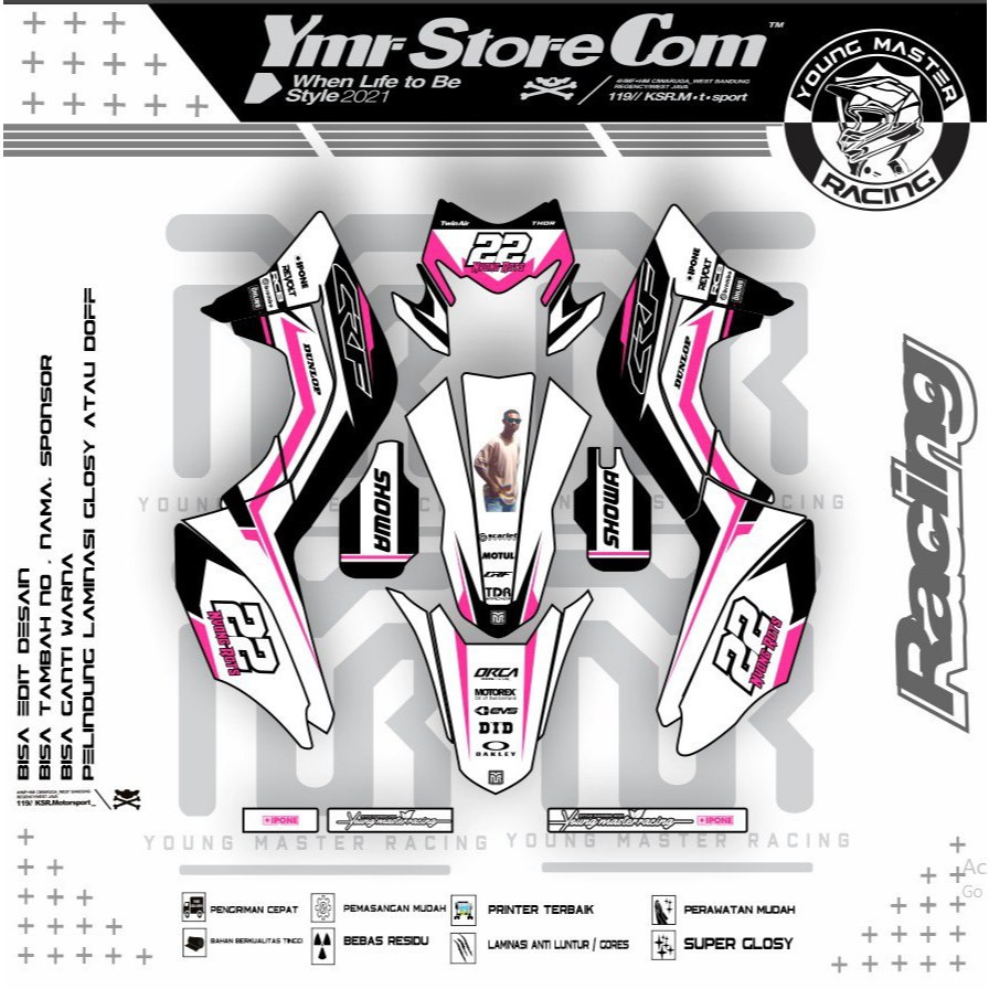 DECAL STICKER MOTOR HONDA CRF 150 L NEW SUPERMOTO