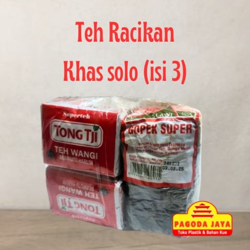 

Teh Racikan Khas Solo isi 3 ( Tong Tji Super 2+Gopek Super Kaca 90gr)