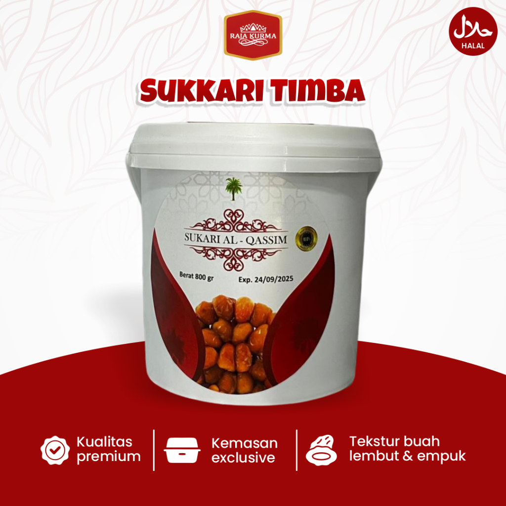 

Kurma Sukkari Ember 800Gr Kemasan Ember Buah Pilihan Manis Tebal Premium Asli Arab Oleh-oleh Umroh Haji