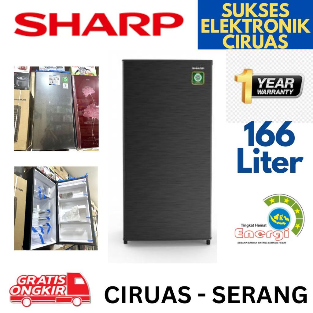 KULKAS 1 PINTU SHARP SJ-182N-HS SILVER TINGGI CIRUAS SERANG / LEMARI PENDINGIN STAINLESS