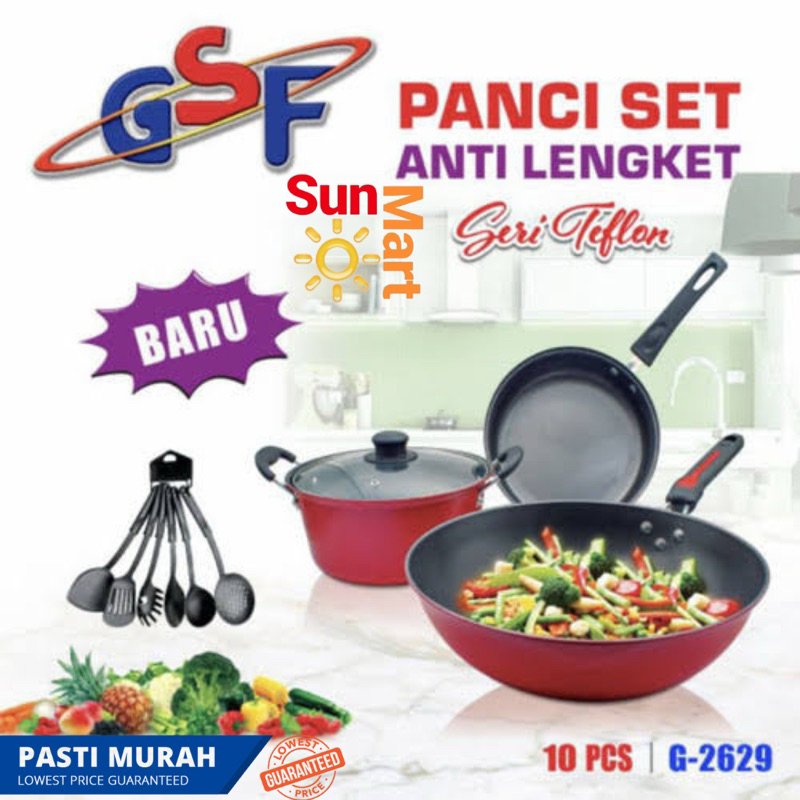 PANCI SET GSF G-2629 / PANCI SET SPATULA GSF 2629 / PANCI SET SERI TEFLON SPATULA 10PCS GSF 2629 / P