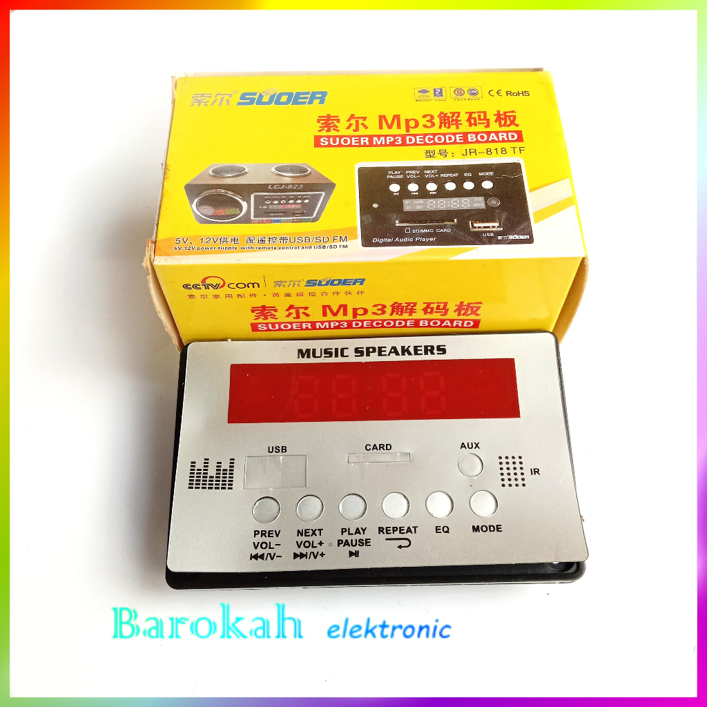 Modul USB MP3 Radio FM Decoder Suoer JR-818TF Tampa Suara Robot