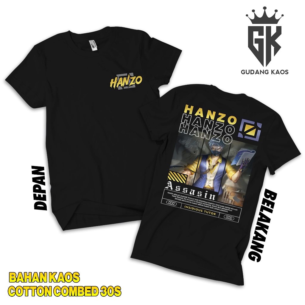 Gudang Kaos ML Hanzo Insidious Tutor - Baju Mobile Legend - Baju ML - Kaos Distro Pria Cotton Combed