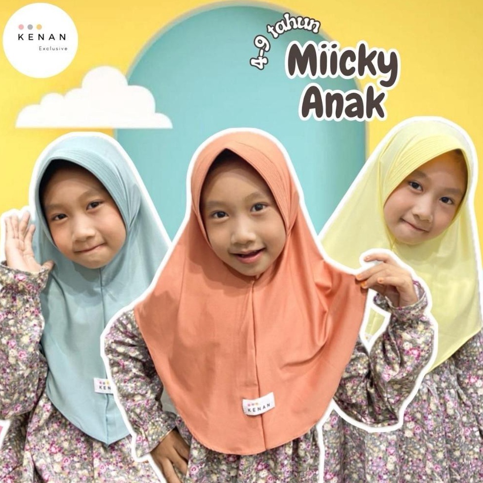 Paling Sesuai KENAN  Hijab Anak Miicky Bergo Instan matt jersey