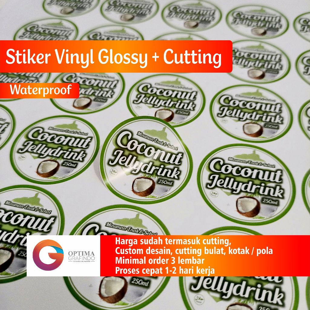 

Cetak Stiker Print+Cutting Stiker Chromo / Vynil / Transparan.Stiker Sticker Produk / Label Kemasan