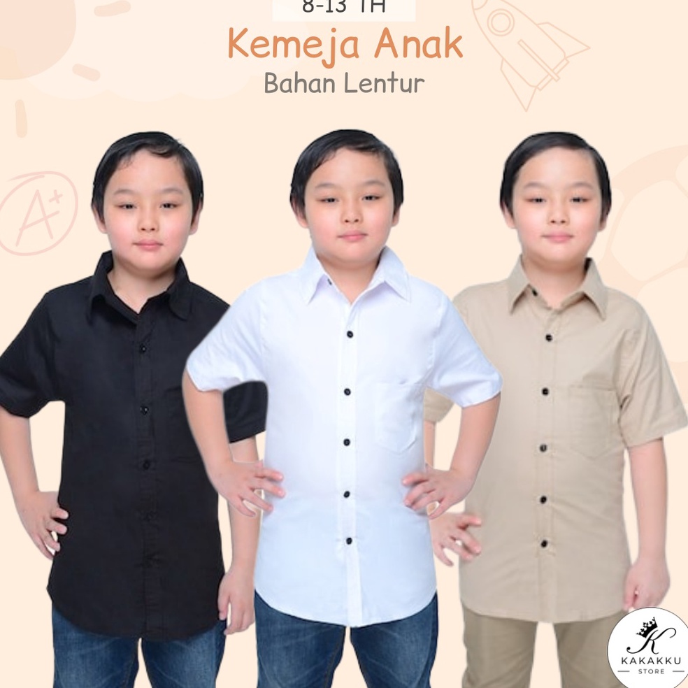 Bagus Dipakai Baju Hem Kemeja Anak Laki Laki Umur 8 9 1 11 12 13 Tahun Lengan Pendek Bahan Katun Str