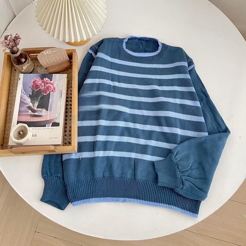 ATASAN RAJUT WANITA KATUN LENGAN BALON LENGAN PANJANG KNIT TOPS
