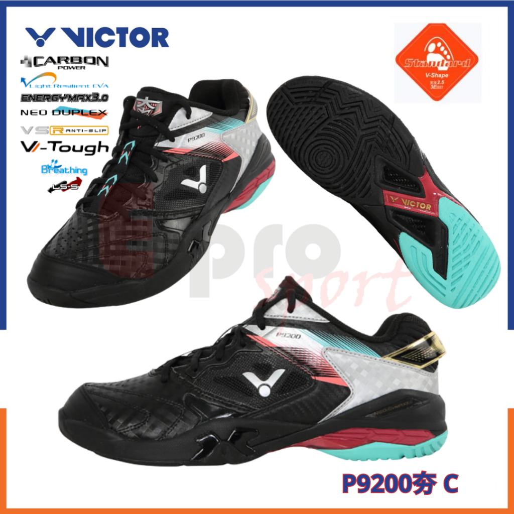 Sepatu Badminton Victor P9200 夯 P 9200 Hang C Hitam Black Original