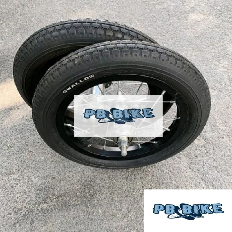 Velg Rims Wheelset Sepeda Pushbike Balance 12 Siap Pakai Depan Belakang Ukuran 12 Velg aloy hitam