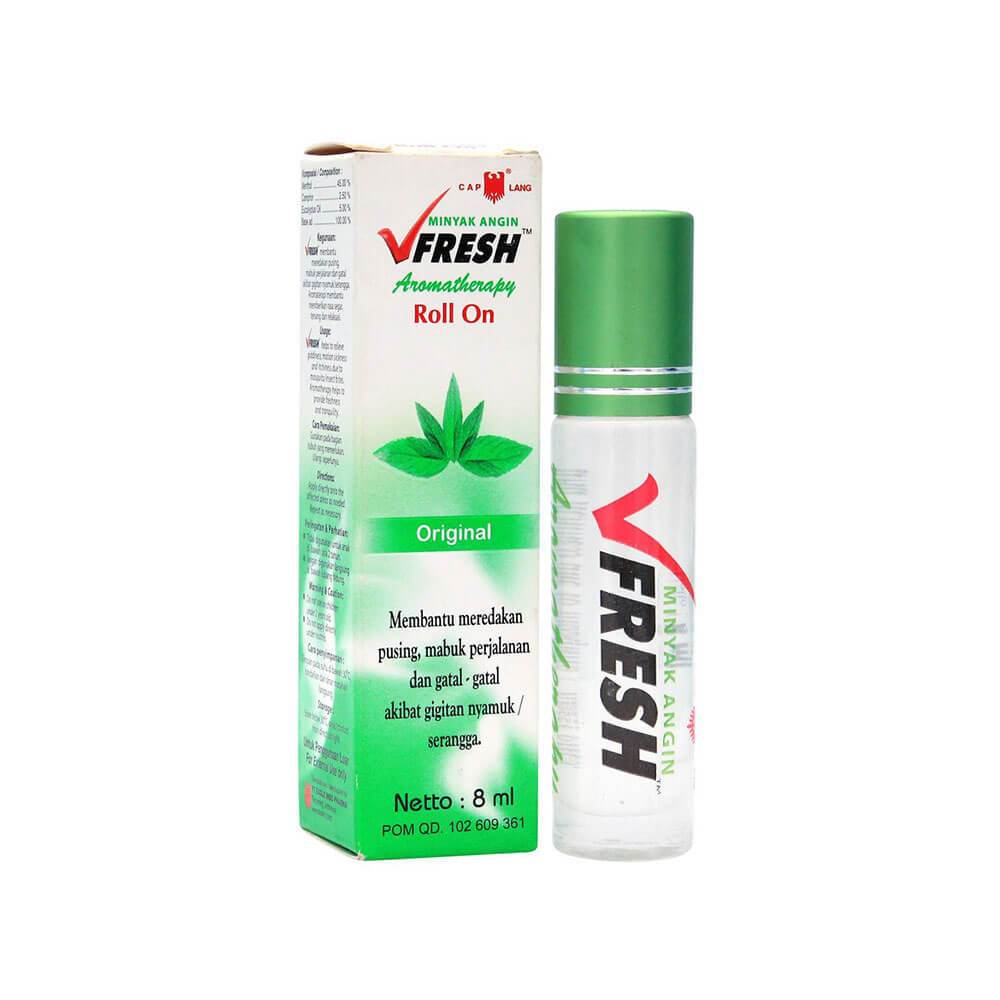 V fresh Roll On cap Lang minyak angin aromatherapi 8 ML ( ISI 12 PCS )