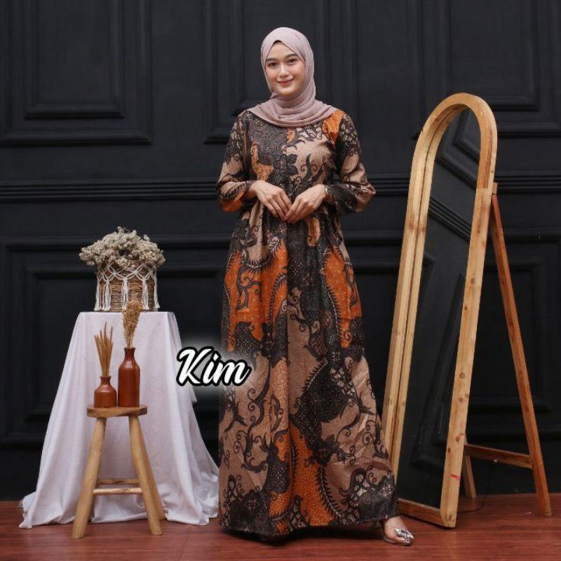 Gamis batik kekinian resleting depan bumil/ busui gamis modern masa kini