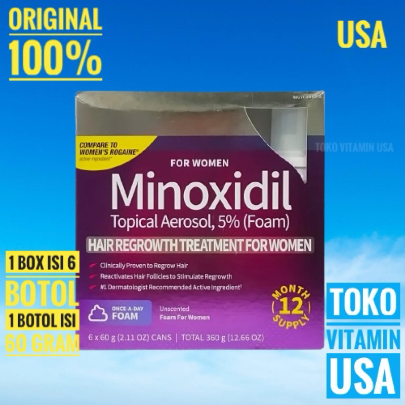 For Women Minoxidil Foam 5% Women isi 6 Botol Kirkland Foam Penumbuh Rambut Wanita